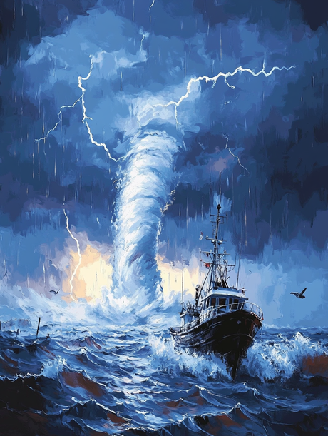 Dramatic Stormy Boat Journey (Paint by Numbers) Boats Paint by Numbers kit