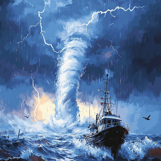 Dramatic Stormy Boat Journey (Paint by Numbers)