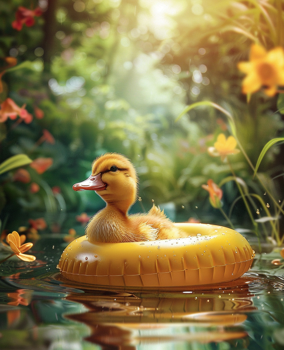 Duckling Learning to Swim (Paint by Numbers)
