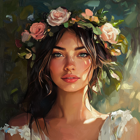 Elegant Woman Flower Adorned (Diamond Painting) Diamond Painting kit