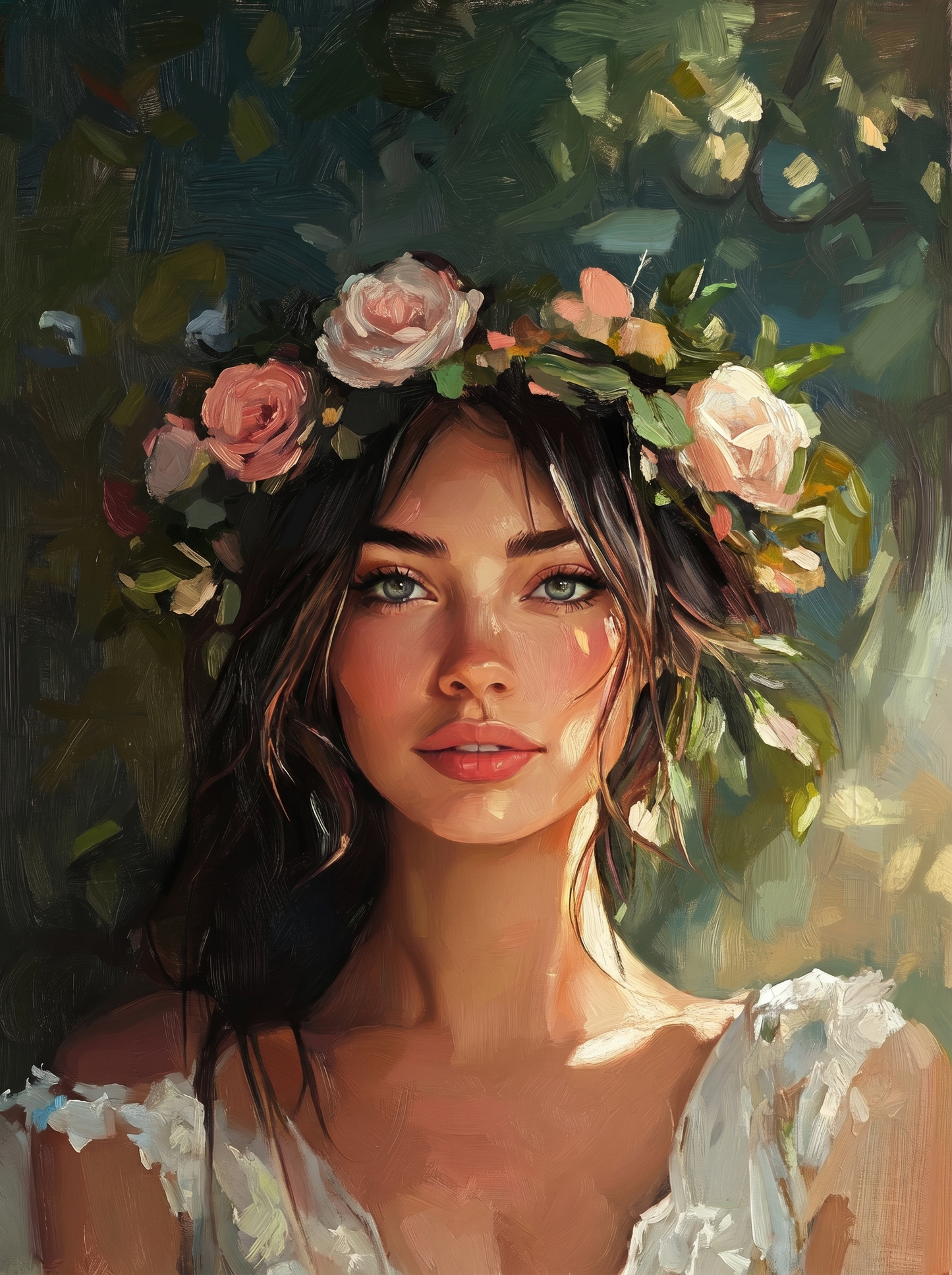 Elegant Woman Flower Adorned (Paint by Numbers)