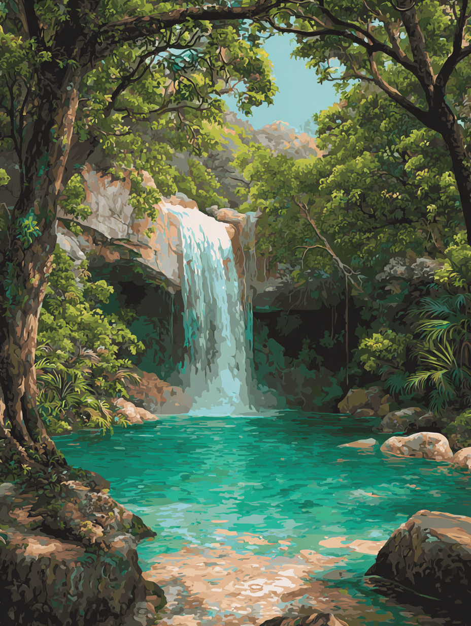 Emerald Pool Waterfall (Diamond Painting) Diamond Painting kit
