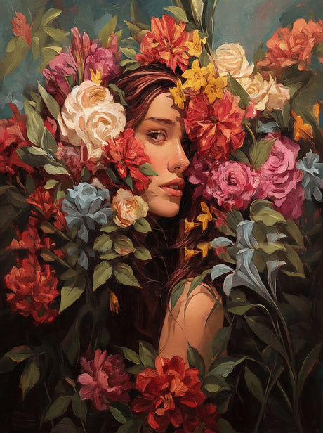 Enchanted Beauty Among Flowers