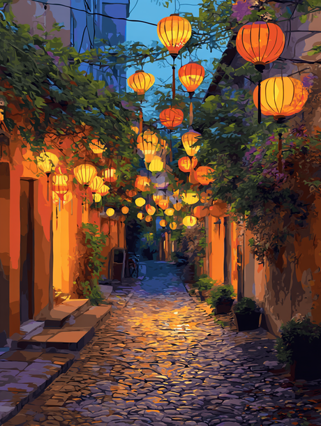Evening Glow Festive Alley (Diamond Painting) Diamond Painting kit
