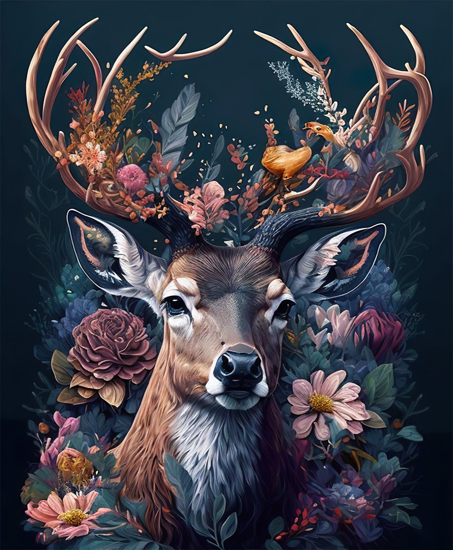 Floral Deer IV (Paint by Numbers)