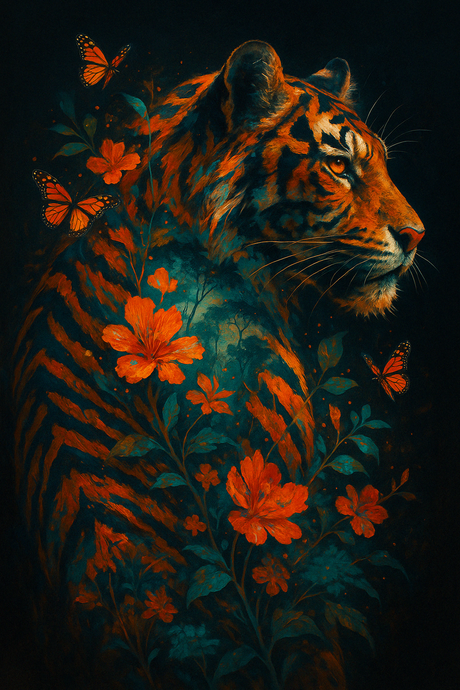 Floral Fantasy Tiger (Diamond Painting) Diamond Painting kit