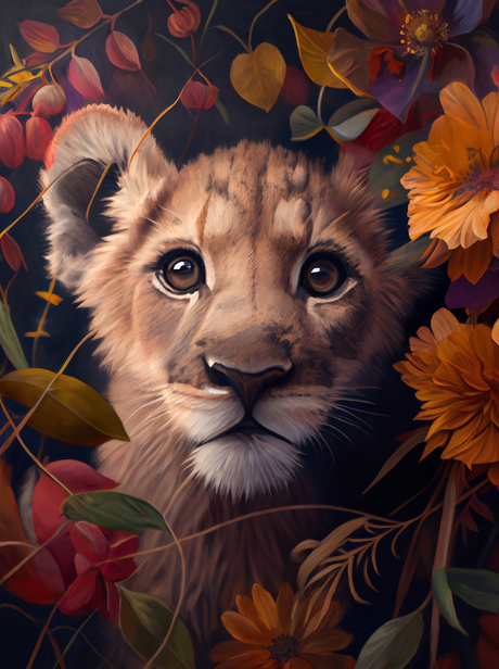 Floral Lion Cub II by Kian