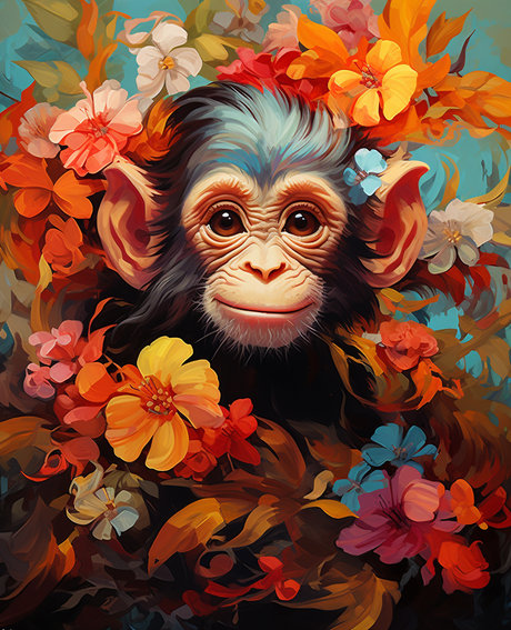 Floral Little Monkey I