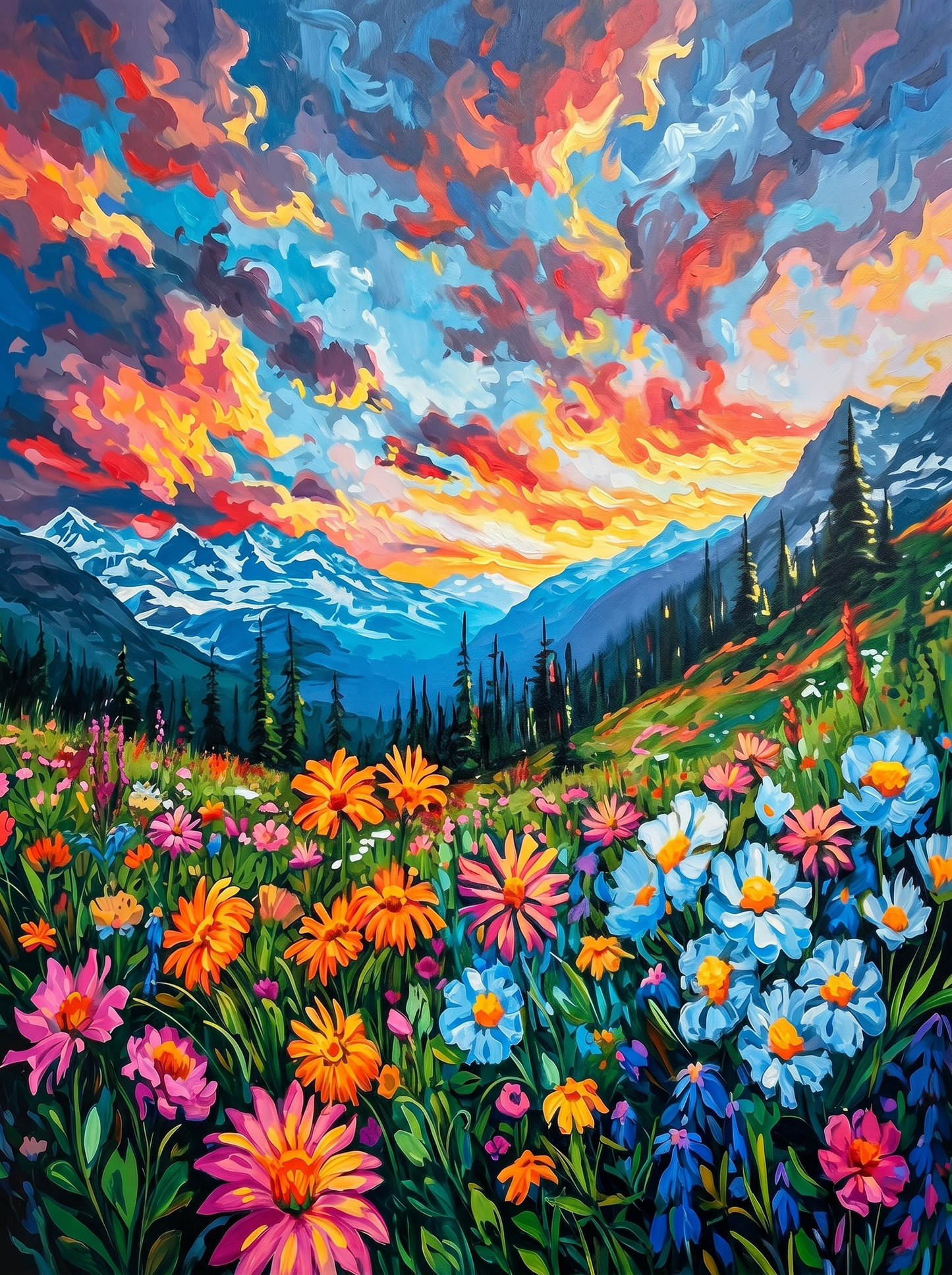 Floral Peaks II (Paint by Numbers)