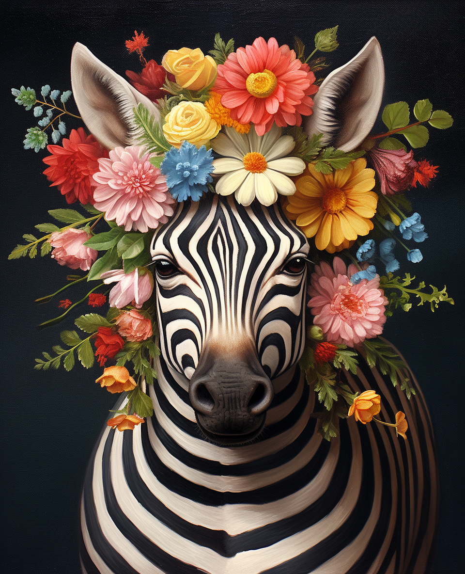 Flowerbed Zebra (Paint by Numbers)
