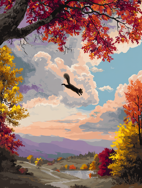 Flying Squirrel Autumn Landscape (Diamond Painting) Diamond Painting kit