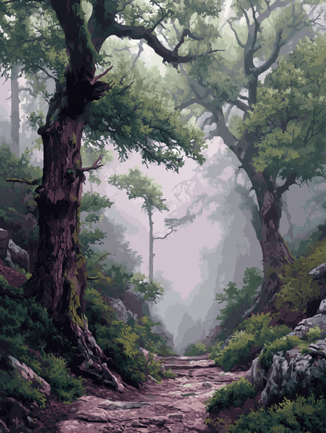 Foggy Forest Stone Trail (Diamond Painting) Diamond Painting kit