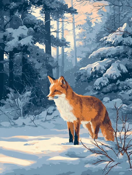 Fox in Snowy Woods (Diamond Painting) Diamond Painting kit