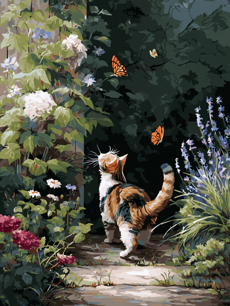 Garden Path Curious Cat (Diamond Painting) Diamond Painting kit