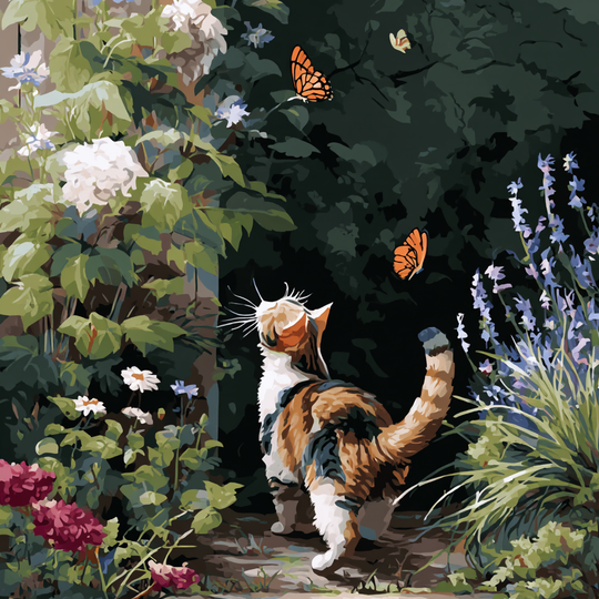 Garden Path Curious Cat