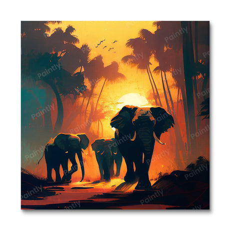 Elephant Silhouettes II (Diamond Painting) Diamond Painting kit
