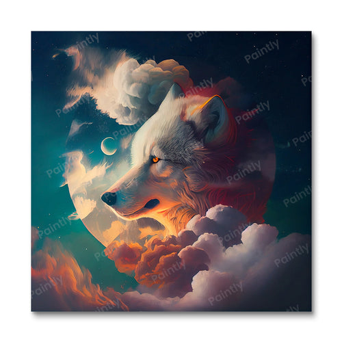 Wolf Among the Clouds (Board Canvas)