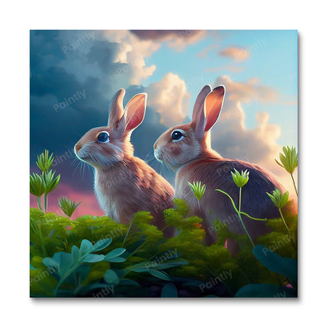 Rabbits in the Meadows II (Diamond Painting) Diamond Painting kit