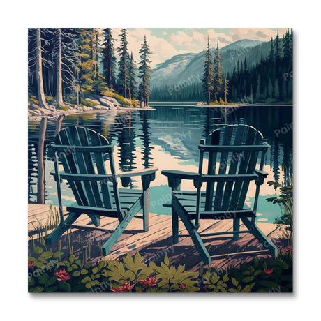 Chairs by the Lake I (Diamond Painting) Diamond Painting kit