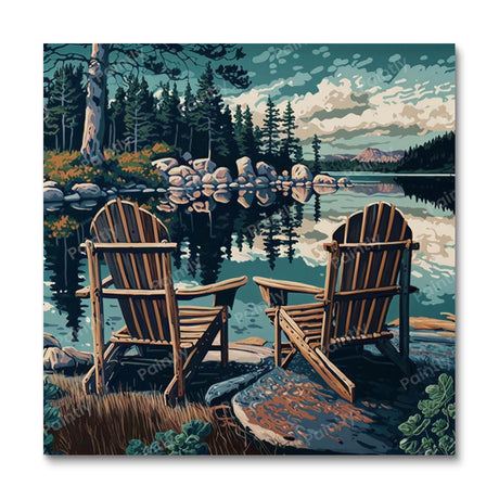 Chairs by the Lake III (Diamond Painting) Diamond Painting kit