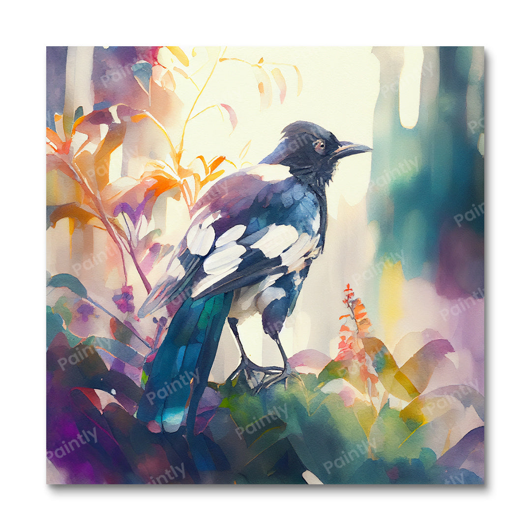 Watercolour Magpie (Board Canvas)