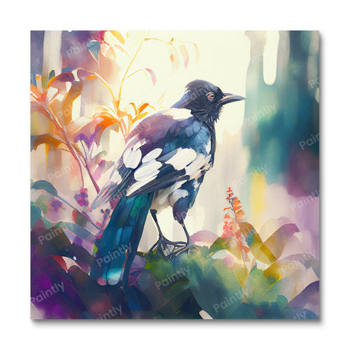 Watercolour Magpie (Board Canvas)
