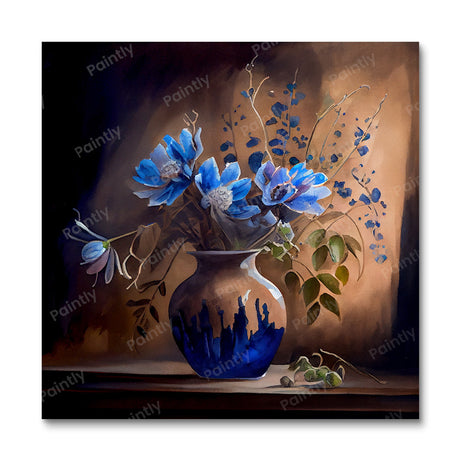 Blue Flowers in Vase III (Diamond Painting) Diamond Painting kit
