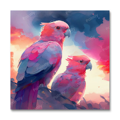 Watercolour Galah Cockatoos (Board Canvas)