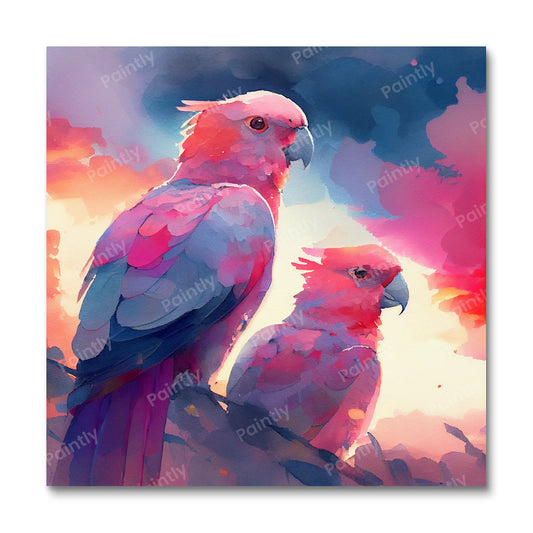 Watercolour Galah Cockatoos (Board Canvas)