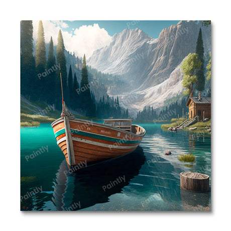 Braies Lake Italy II Boats Paint by Numbers kit
