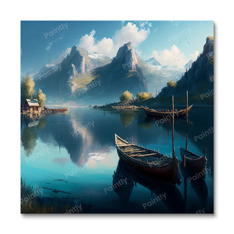 Braies Lake Italy III Boats Paint by Numbers kit