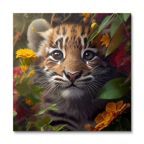 Floral Tiger Cub I by Kian (Diamond Painting) Diamond Painting kit