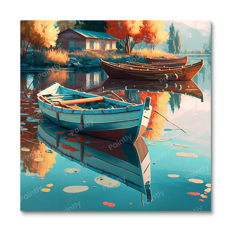 Braies Lake Italy IV Boats Paint by Numbers kit