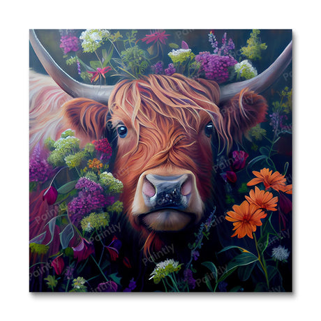 Floral Highland Cow I by Kian (Diamond Painting) Diamond Painting kit
