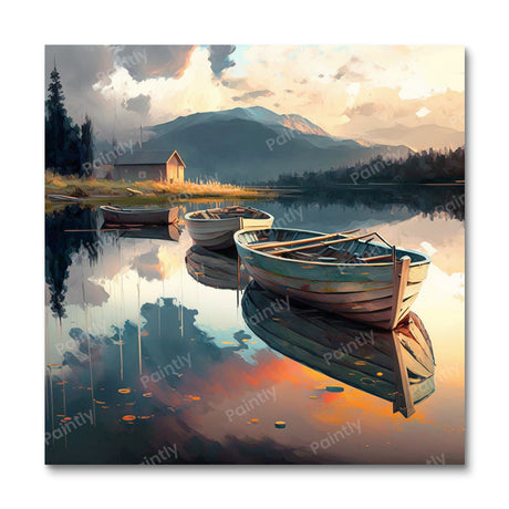 Braies Lake Italy VI Boats Paint by Numbers kit