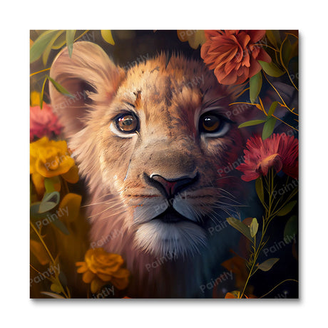 Floral Lion Cub I by Kian (Diamond Painting) Diamond Painting kit