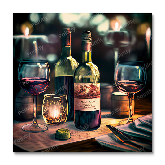 Wine Setting II (Board Canvas)