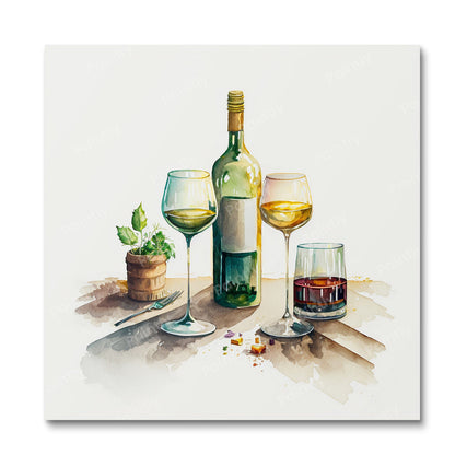 Wine Setting III (Board Canvas)