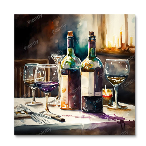 Wine Setting IV (Board Canvas)