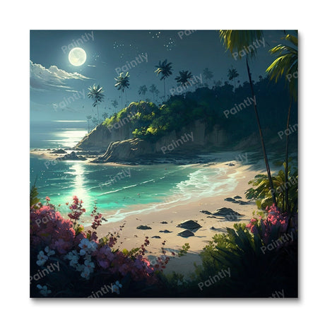 Moonlit Tropical Bliss I (Diamond Painting) Diamond Painting kit
