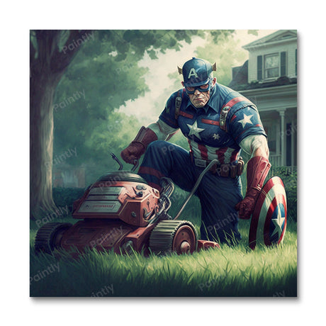 Captain America vs The Lawn Mower (Diamond Painting) Diamond Painting kit