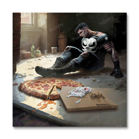 The Punisher and the Fallen Pizza (Diamond Painting) Diamond Painting kit