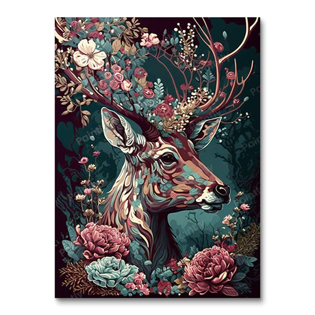 Floral Deer II (Diamond Painting) Diamond Painting kit