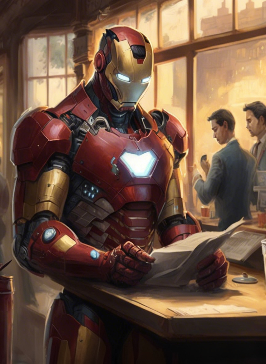 Iron Man at a Coffee Shop (Paint by Numbers)