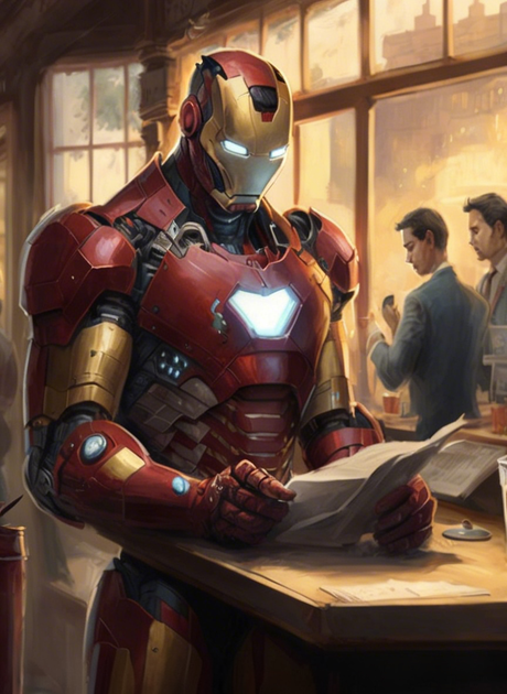 Iron Man at a Coffee Shop