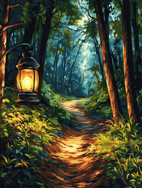 Lantern Lit Woodland Trail (Diamond Painting) Diamond Painting kit