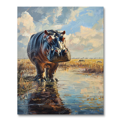 Majestic Hippo (Diamond Painting) Diamond Painting kit