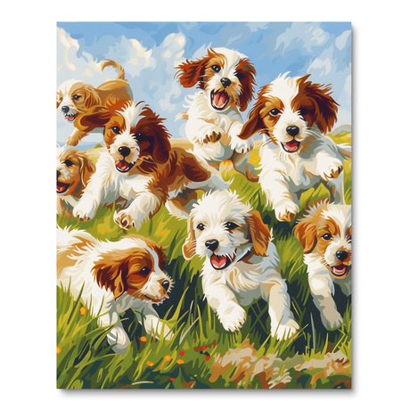 Meadow Puppies' Playtime (Diamond Painting) Diamond Painting kit