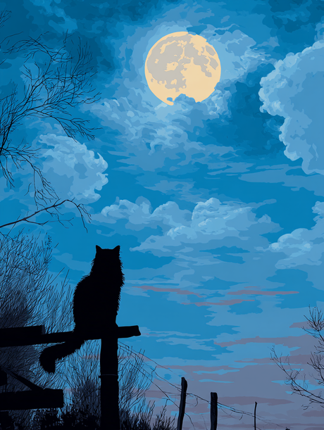 Moonlit Scene Silent Watcher (Diamond Painting) Diamond Painting kit