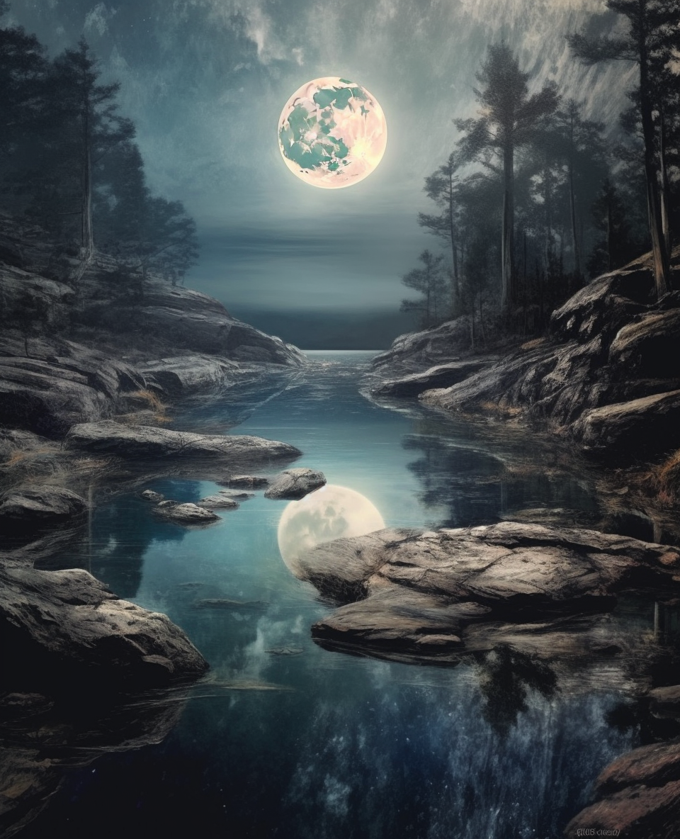 Moonscape over Mystical Waters (Paint by Numbers)